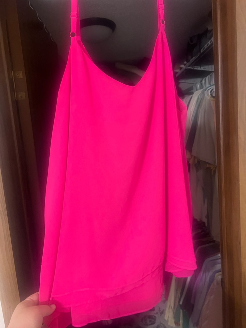 Bright Pink Adjustable Strap Cami Tank Top